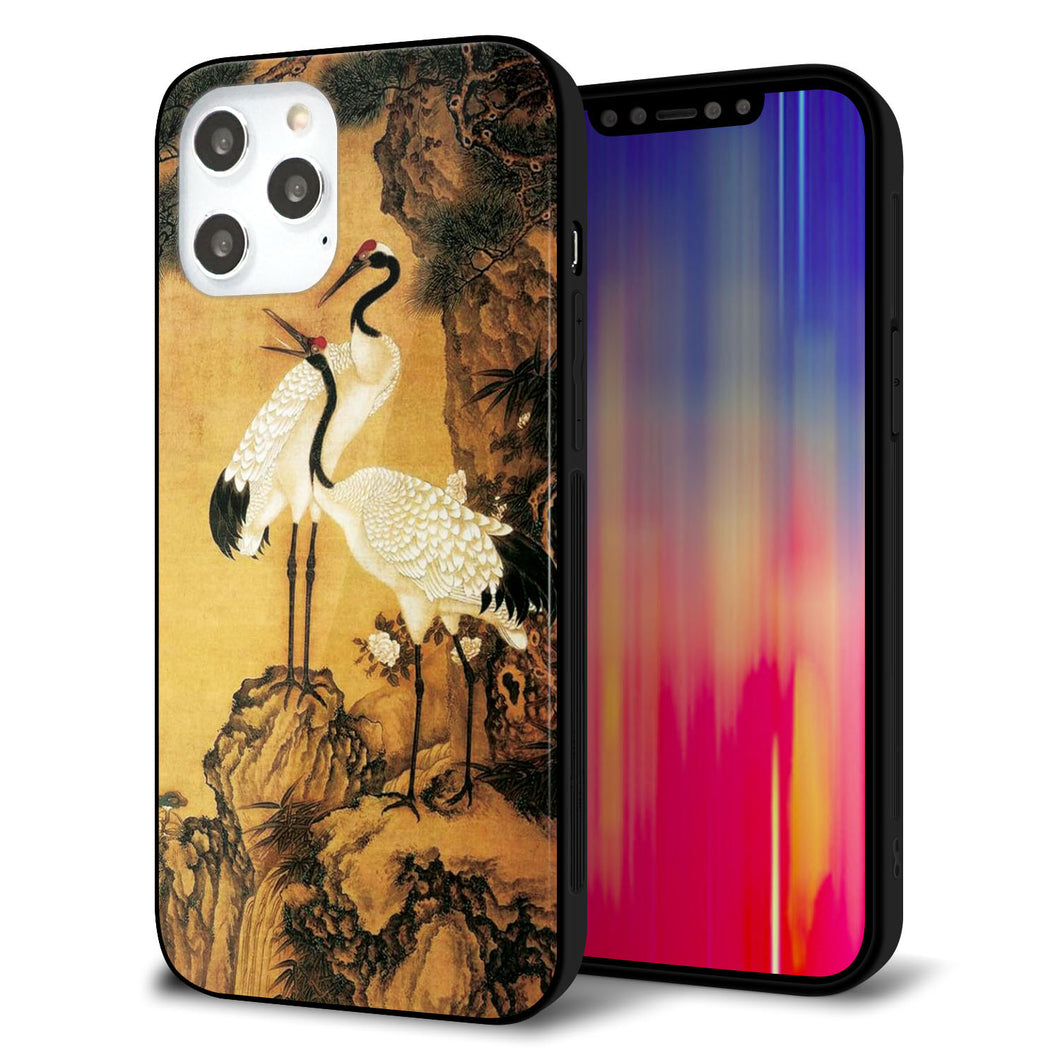 iPhone12 Pro Max 強化ガラス&TPUスマホケース ガラプリ【MA969 和柄 鶴鯉 A】