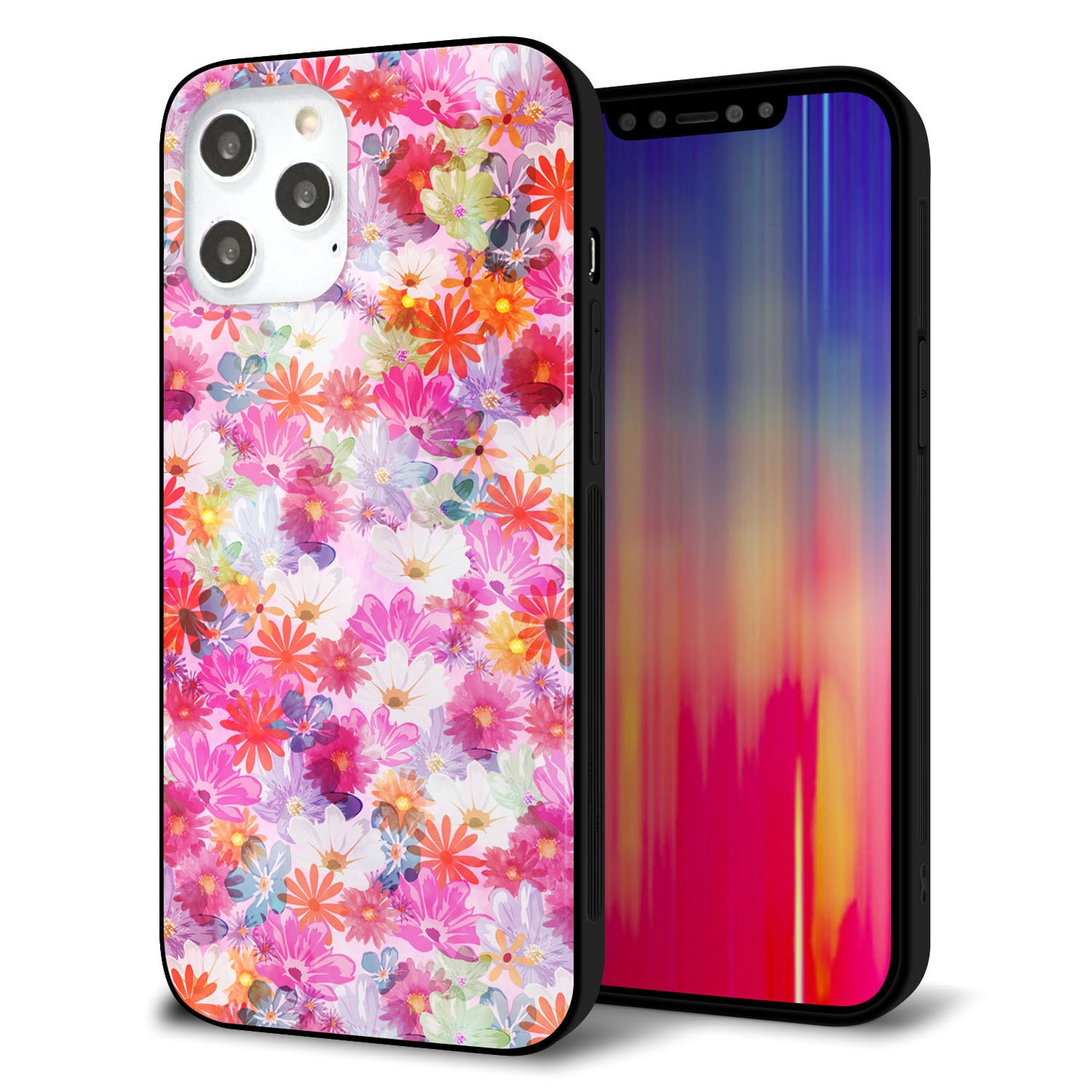 iPhone12 Pro Max 強化ガラス&TPUスマホケース ガラプリ【SC874 リバティプリント プレスドフラワー(ピンク)】