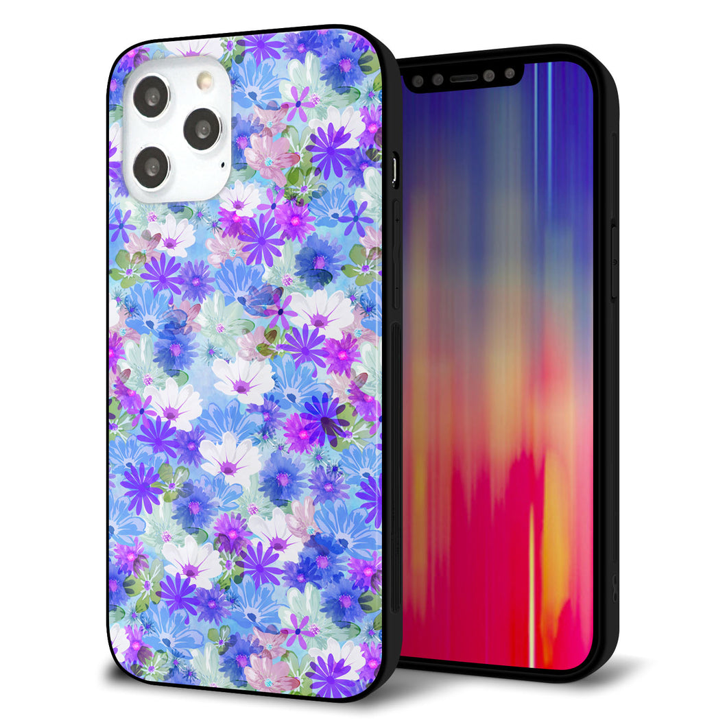 iPhone12 Pro Max 強化ガラス&TPUスマホケース ガラプリ【SC875 リバティプリント プレスドフラワー(ブルー)】