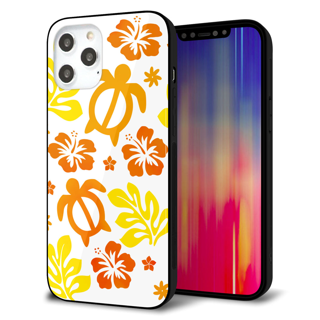 iPhone12 Pro Max 強化ガラス&TPUスマホケース ガラプリ【SC877 ハワイアンアロハホヌ(イエロー)】
