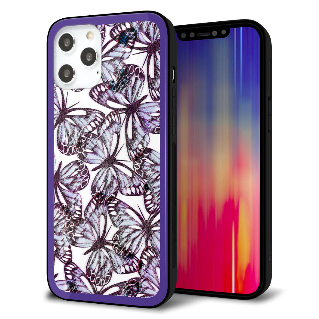 iPhone12 Pro Max 強化ガラス&TPUスマホケース ガラプリ【SC903 ガーデンバタフライ パープル】
