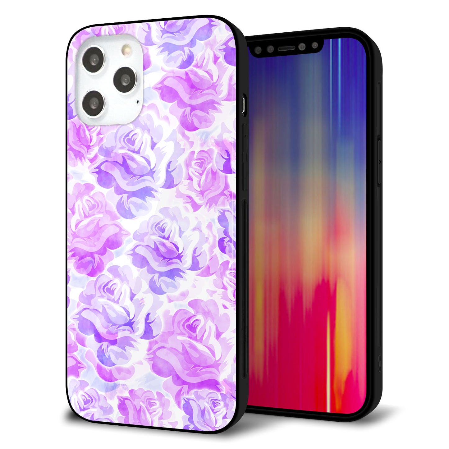 iPhone12 Pro Max 強化ガラス&TPUスマホケース ガラプリ【SC929 ローズ パープル】