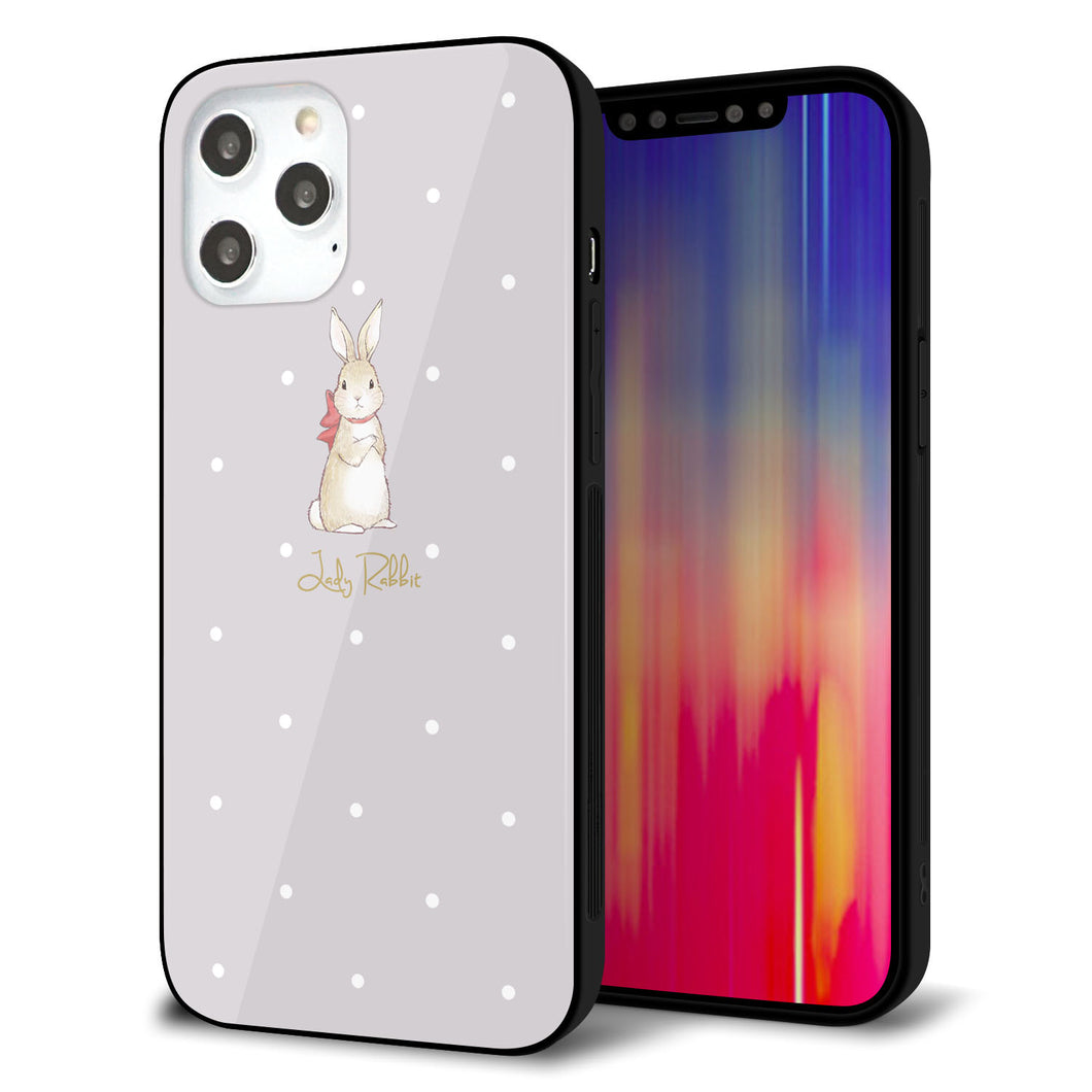 iPhone12 Pro Max 強化ガラス&TPUスマホケース ガラプリ【SC968 Lady Rabbit グレージュ ガラプリhp】