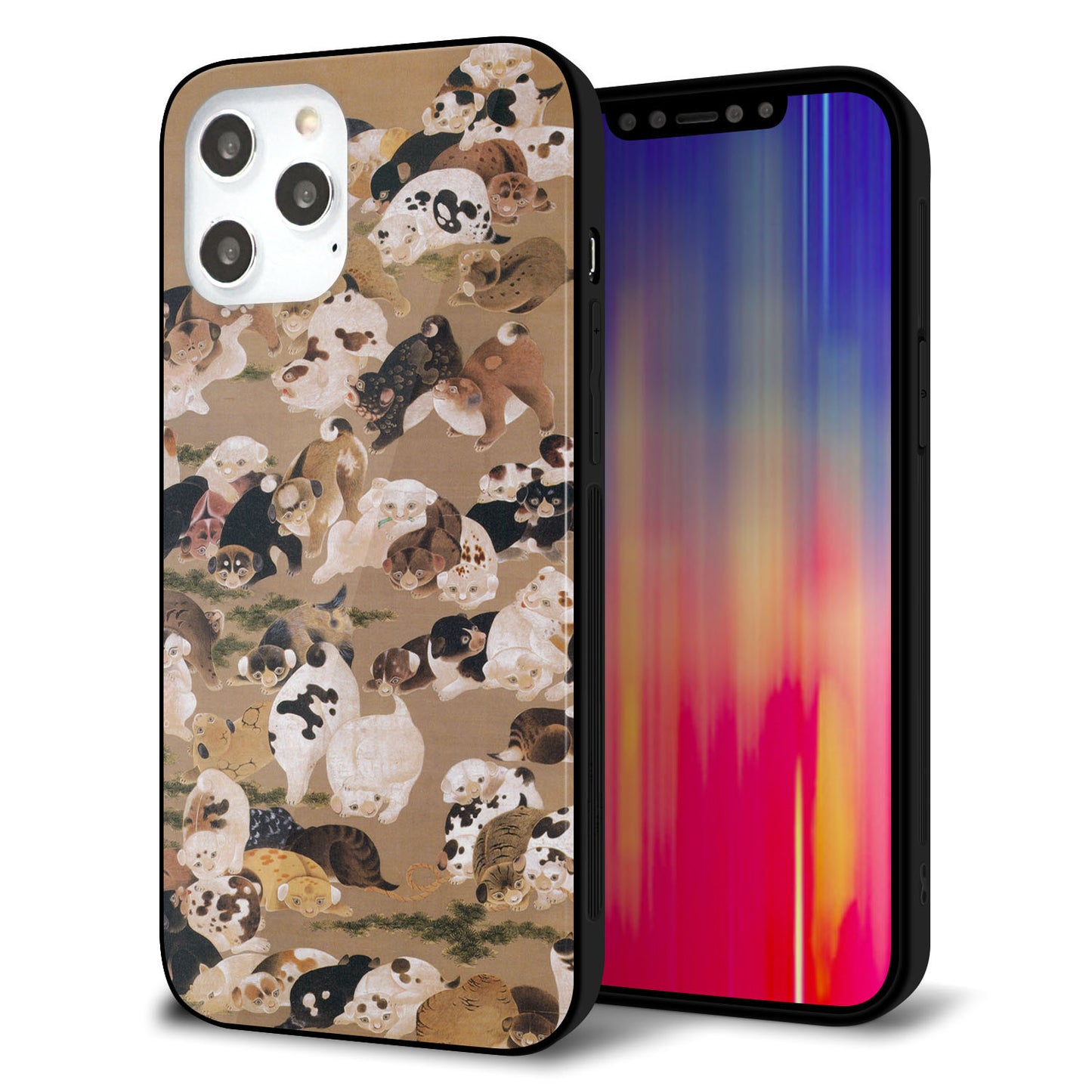iPhone12 Pro Max 強化ガラス&TPUスマホケース ガラプリ【TA008 百犬】