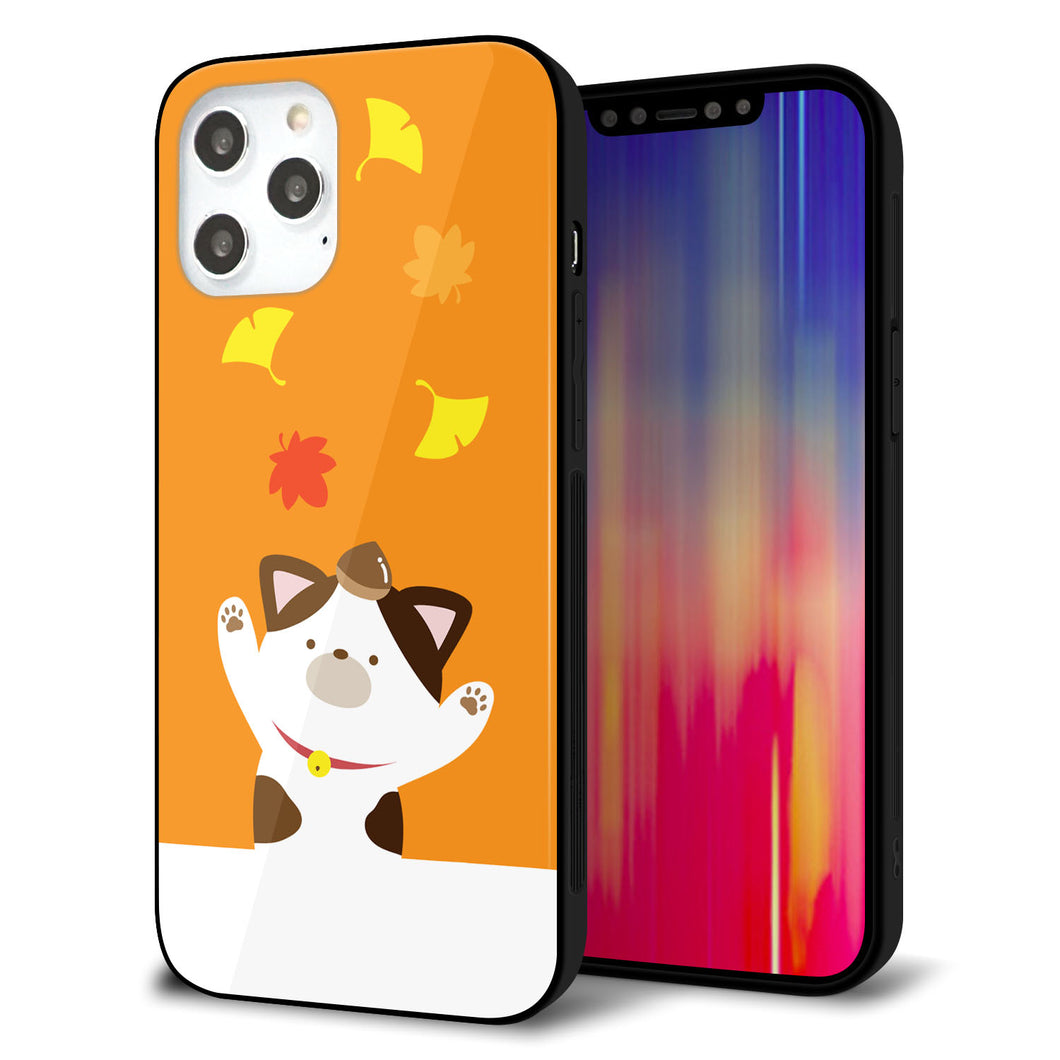iPhone12 Pro Max 強化ガラス&TPUスマホケース ガラプリ【TA018 秋みけ】