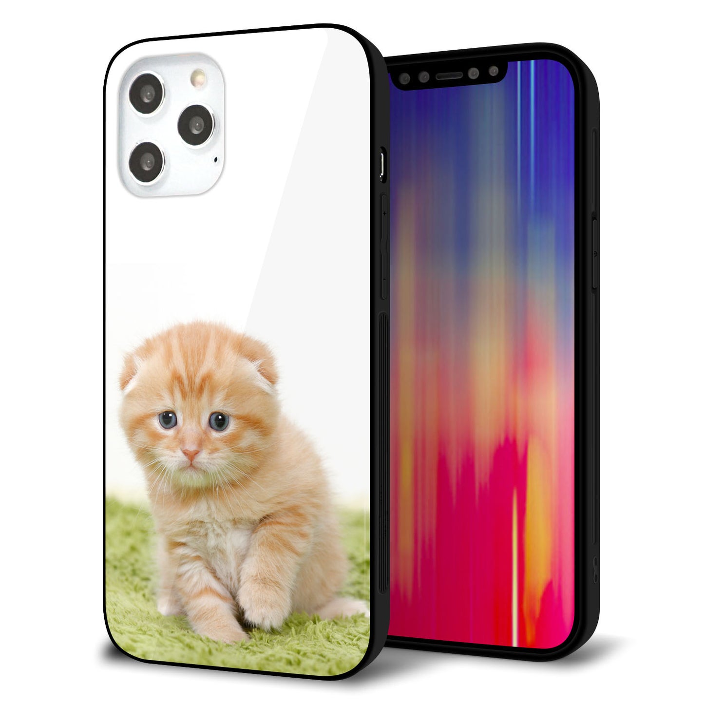iPhone12 Pro Max 強化ガラス&TPUスマホケース ガラプリ【VA802 ネコこっそり】