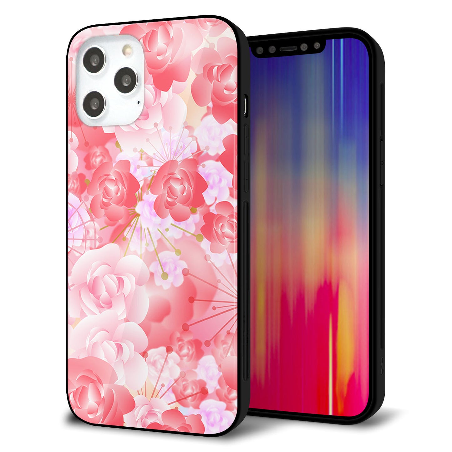 iPhone12 Pro Max 強化ガラス&TPUスマホケース ガラプリ【VA817 はんなり色の華】
