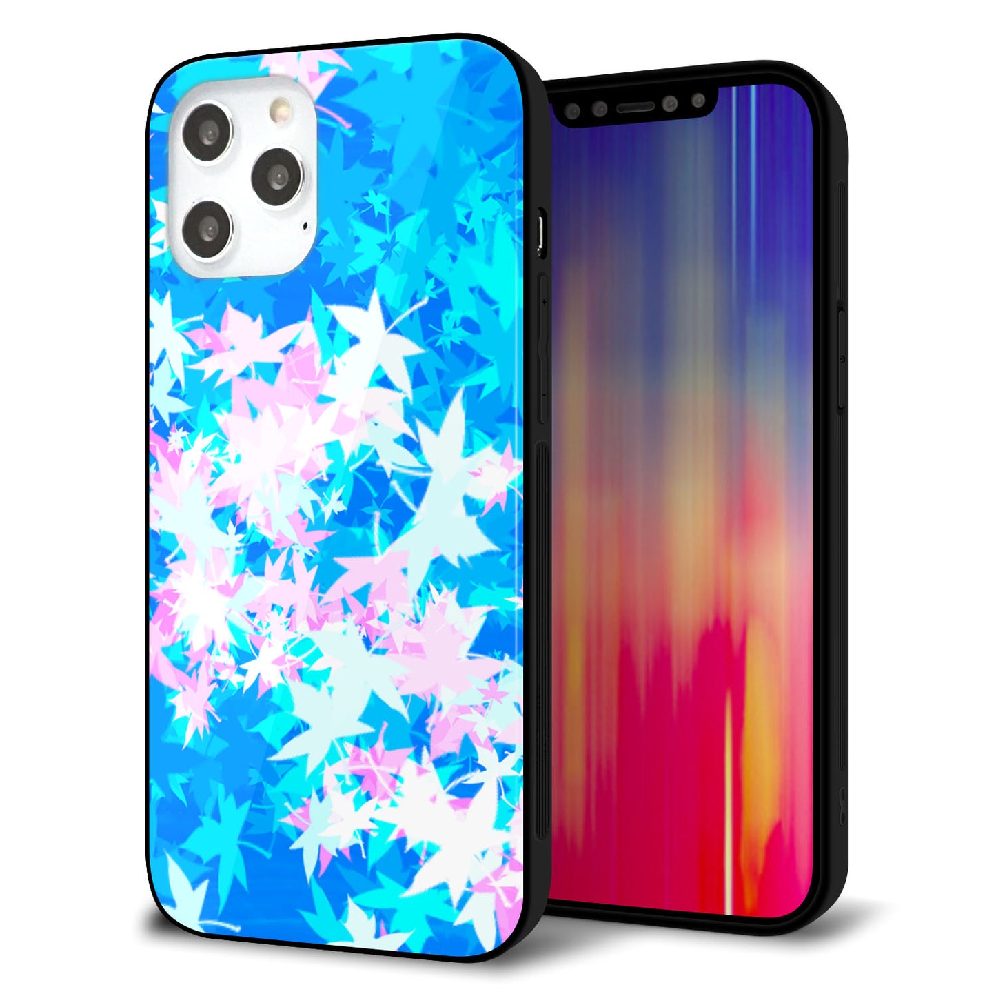 iPhone12 Pro Max 強化ガラス&TPUスマホケース ガラプリ【YJ290 デザインもみじ】