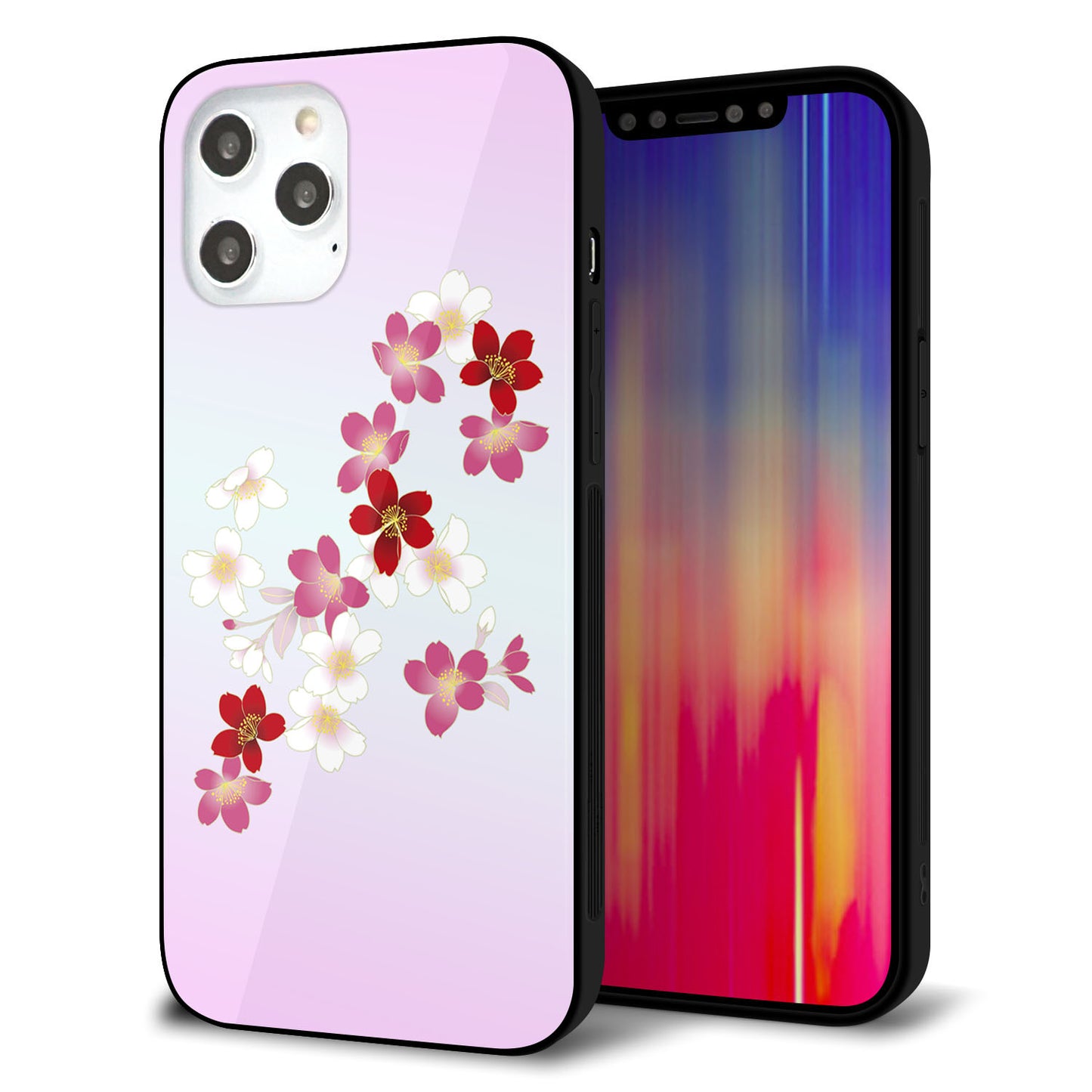 iPhone12 Pro Max 強化ガラス&TPUスマホケース ガラプリ【YJ320 桜 和】