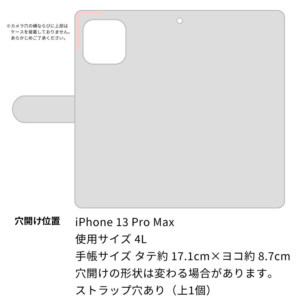 iPhone13 Pro Max モノトーンフラワーキラキラバックル 手帳型ケース