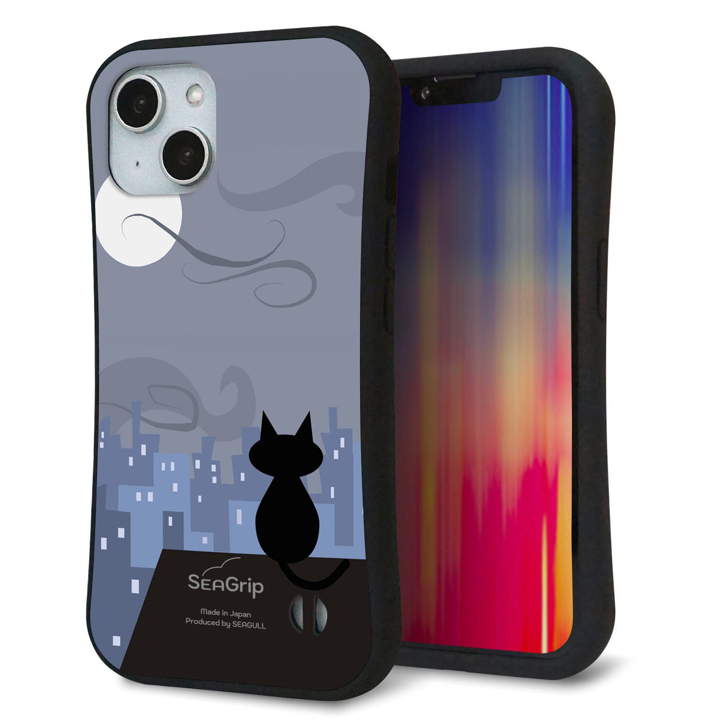 iPhone14 スマホケース 「SEA Grip」 グリップケース Sライン 【012 屋根の上のねこ】 UV印刷