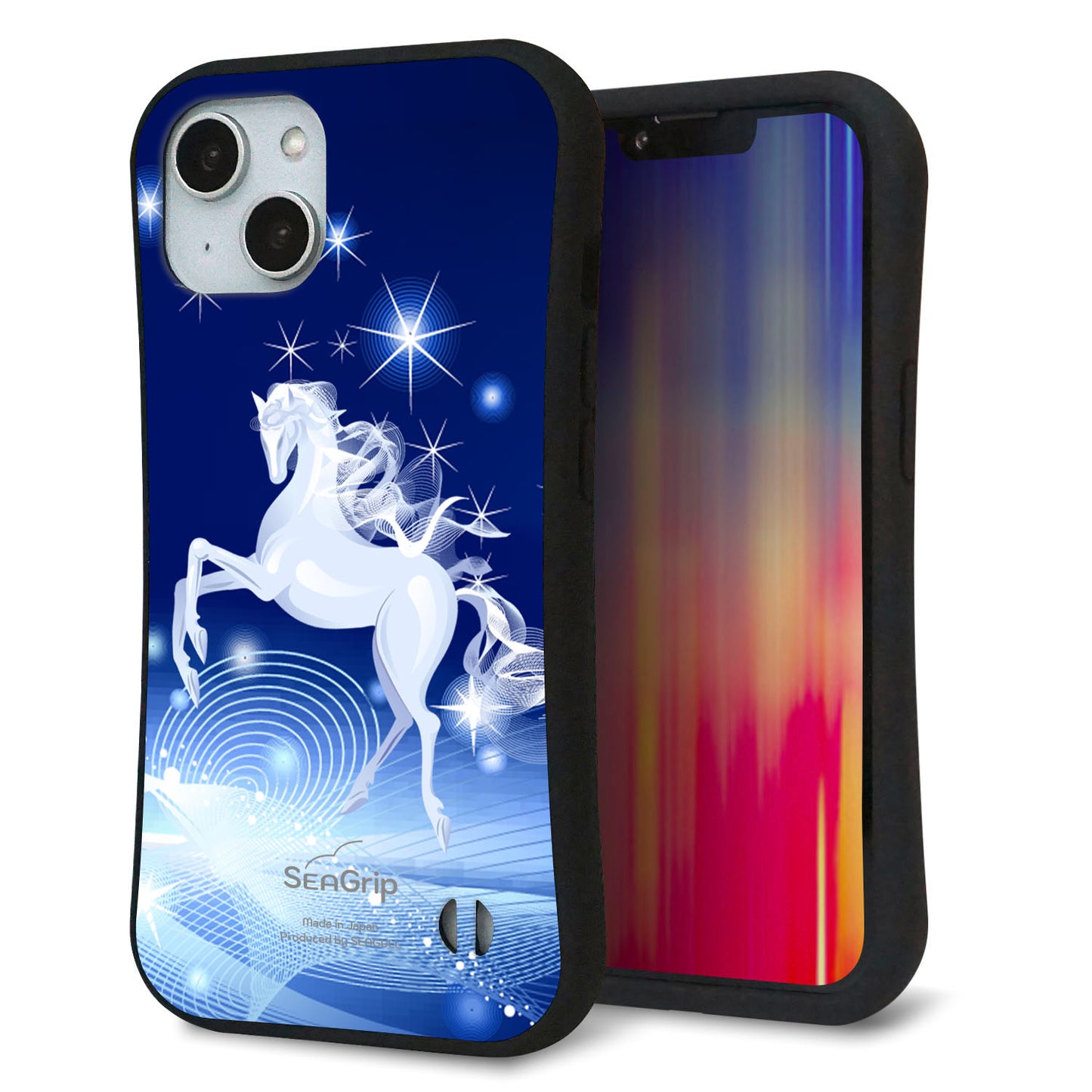 iPhone14 スマホケース 「SEA Grip」 グリップケース Sライン 【436 ペガサス】 UV印刷