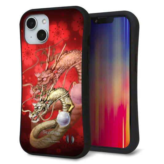 iPhone14 スマホケース 「SEA Grip」 グリップケース Sライン 【1004 桜と龍】 UV印刷
