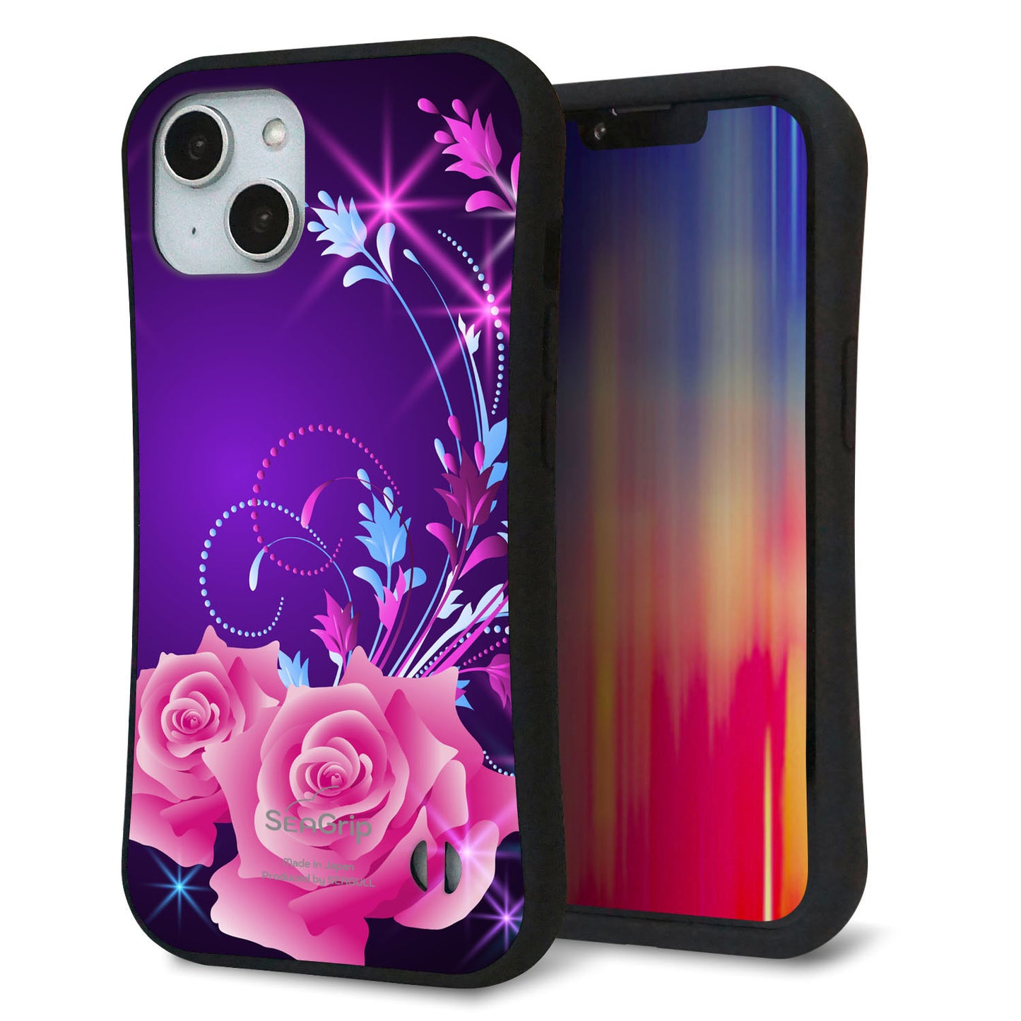 iPhone14 スマホケース 「SEA Grip」 グリップケース Sライン 【1177 紫色の夜】 UV印刷