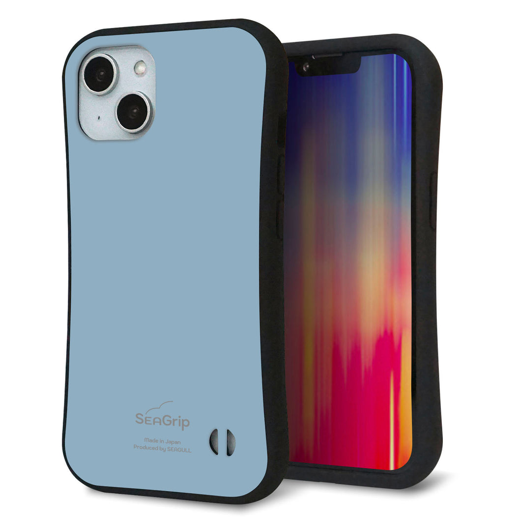iPhone14 スマホケース 「SEA Grip」 グリップケース Sライン 【KM932 くすみカラー ブルー】 UV印刷