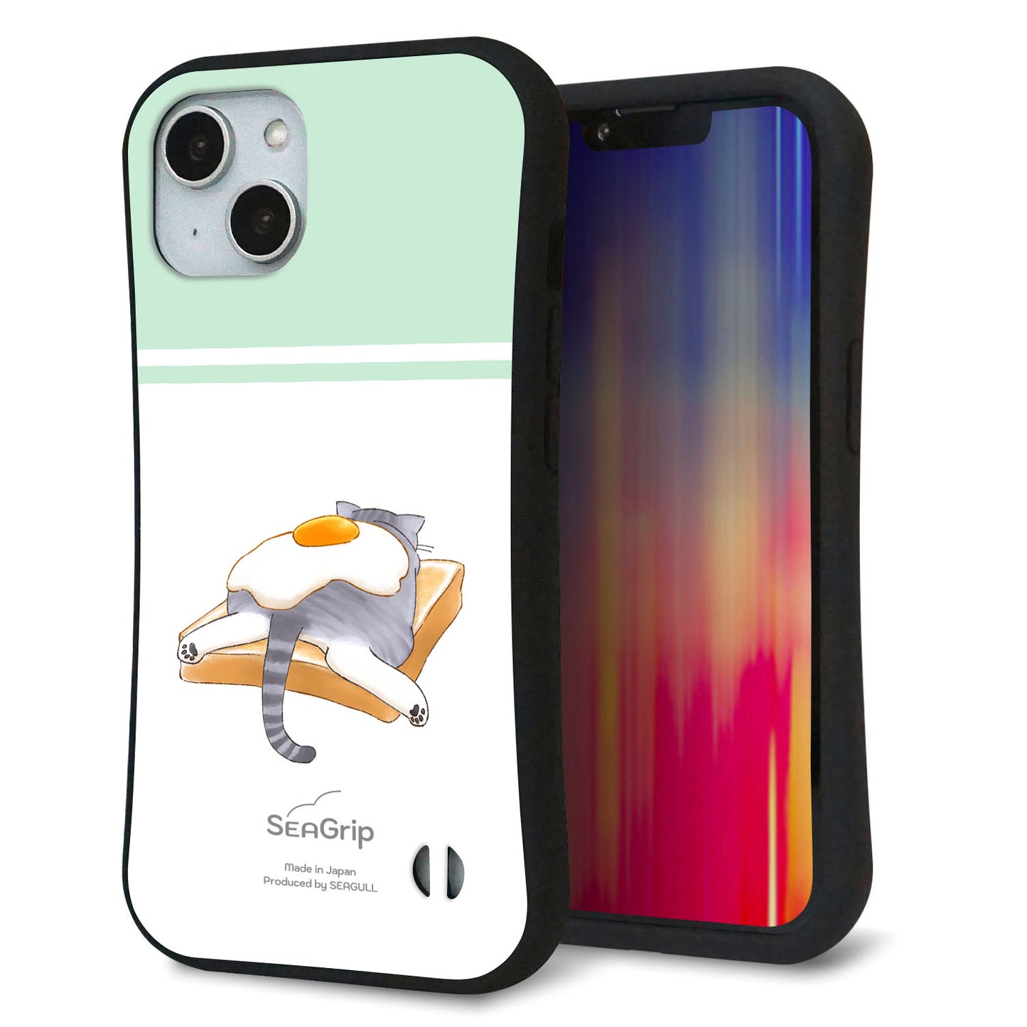 iPhone14 スマホケース 「SEA Grip」 グリップケース Sライン 【KM960 目玉焼き】 UV印刷