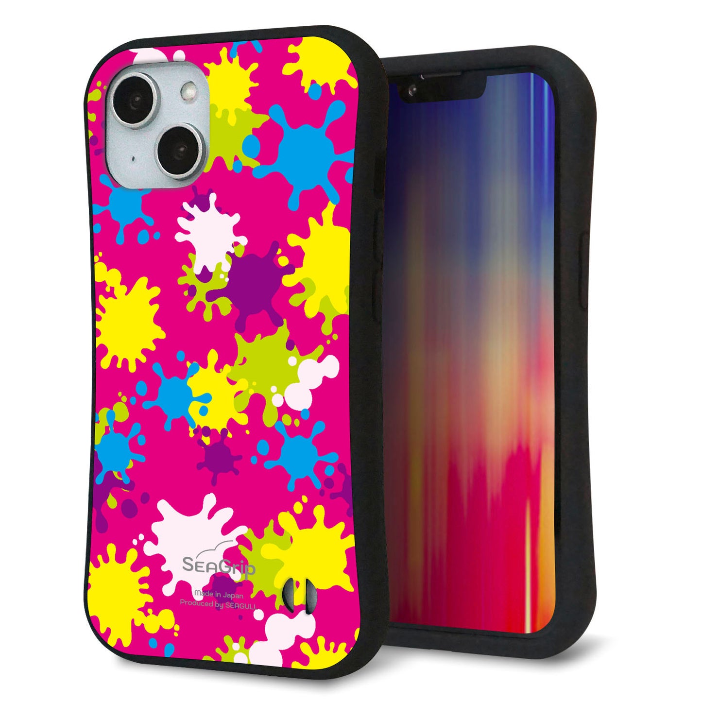 iPhone14 スマホケース 「SEA Grip」 グリップケース Sライン 【MA876 ペイントピンク】 UV印刷