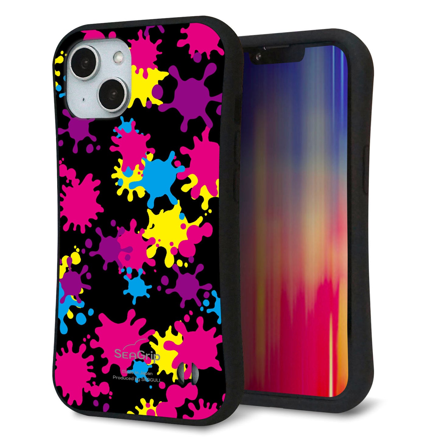iPhone14 スマホケース 「SEA Grip」 グリップケース Sライン 【MA877 ペイントブラック】 UV印刷