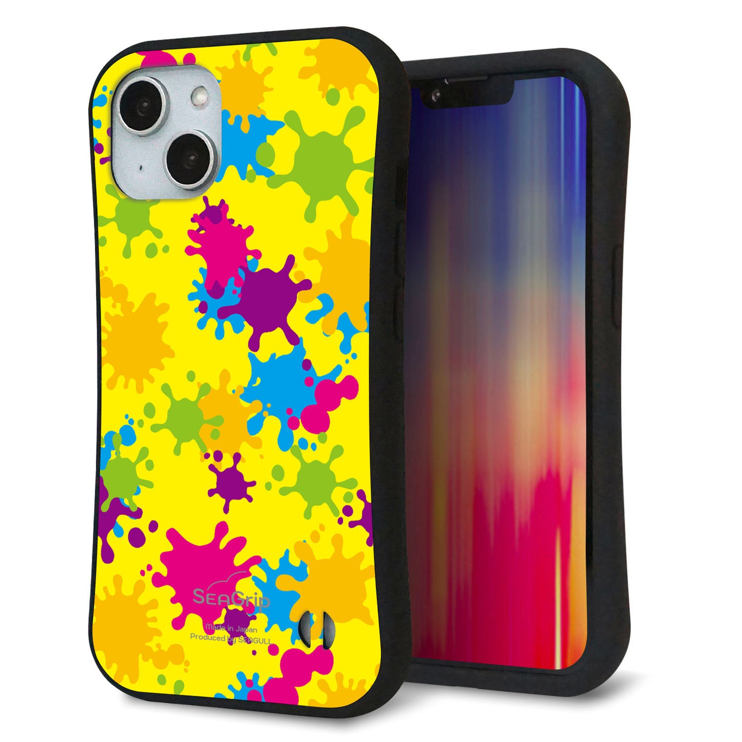 iPhone14 スマホケース 「SEA Grip」 グリップケース Sライン 【MA879 ペイントイエロー】 UV印刷