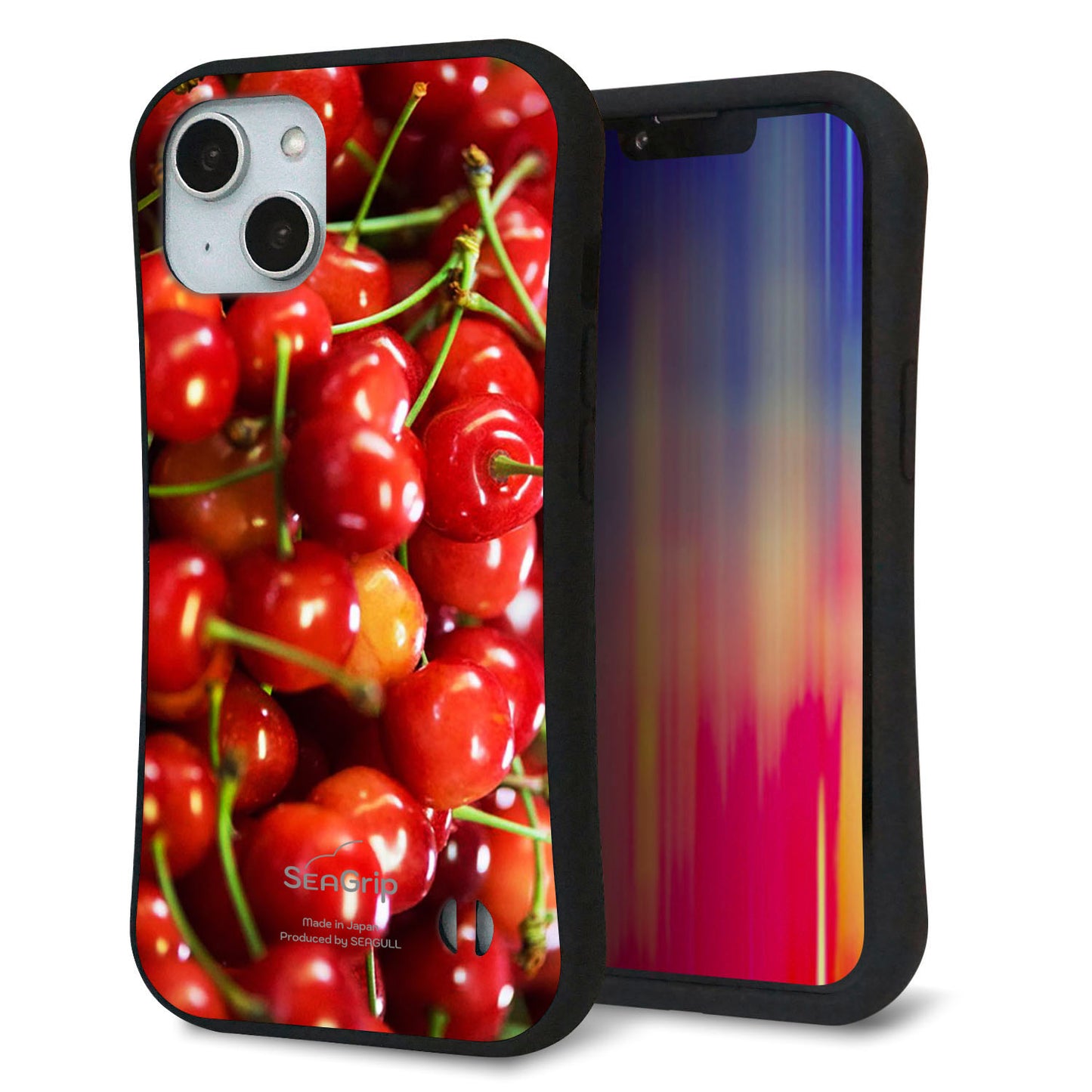 iPhone14 スマホケース 「SEA Grip」 グリップケース Sライン 【MA883 チェリー】 UV印刷