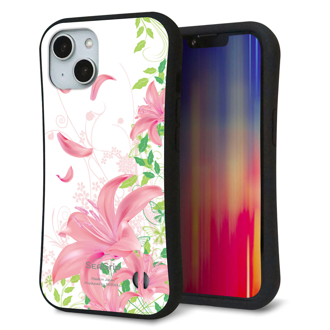 iPhone14 スマホケース 「SEA Grip」 グリップケース Sライン 【SC849 ユリ(ピンク)】 UV印刷