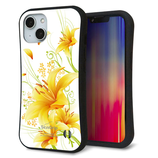 iPhone14 スマホケース 「SEA Grip」 グリップケース Sライン 【SC852 ユリ(イエロー)】 UV印刷