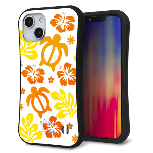 iPhone14 スマホケース 「SEA Grip」 グリップケース Sライン 【SC877 ハワイアンアロハホヌ(イエロー)】 UV印刷