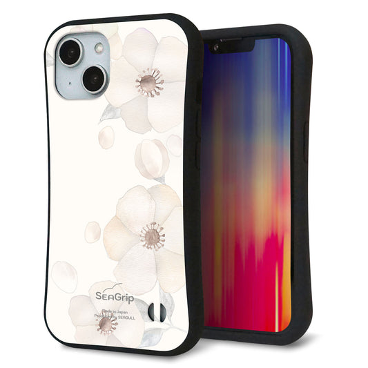 iPhone14 スマホケース 「SEA Grip」 グリップケース Sライン 【SC952 ドゥ・フルール(セピア)】 UV印刷