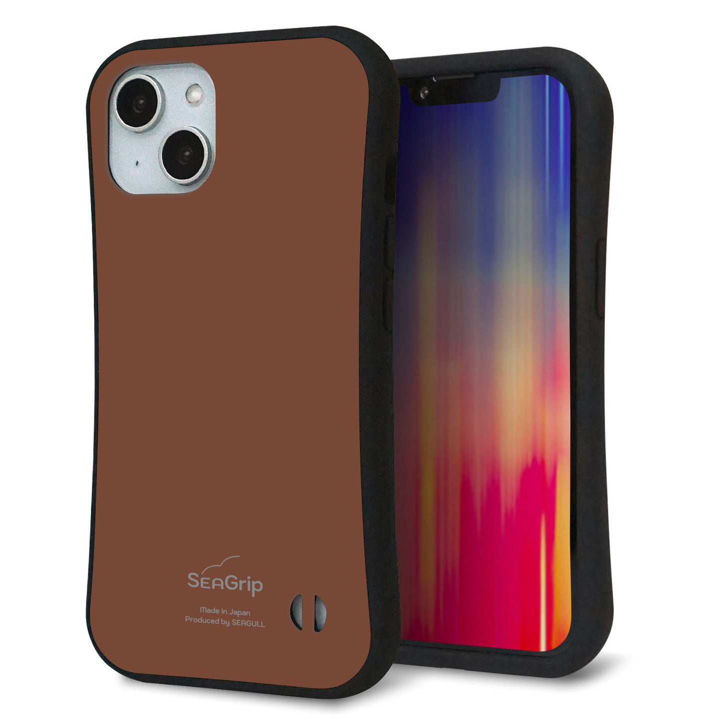 iPhone14 スマホケース 「SEA Grip」 グリップケース Sライン 【TA022 レトロブラウン】 UV印刷
