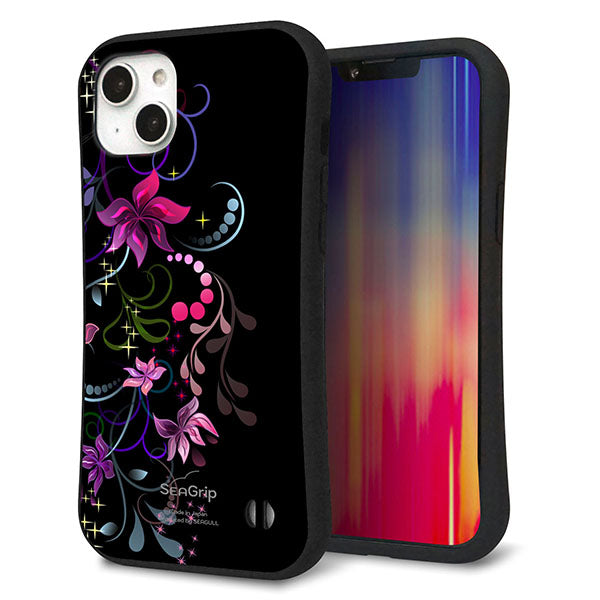 iPhone14 Plus スマホケース 「SEA Grip」 グリップケース Sライン 【263 闇に浮かぶ華】 UV印刷