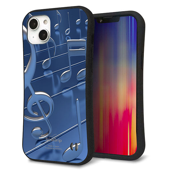 iPhone14 Plus スマホケース 「SEA Grip」 グリップケース Sライン 【286 3D 音符】 UV印刷
