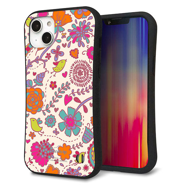 iPhone14 Plus スマホケース 「SEA Grip」 グリップケース Sライン 【323 小鳥と花】 UV印刷