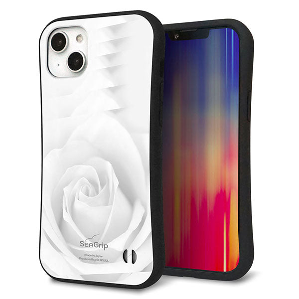 iPhone14 Plus スマホケース 「SEA Grip」 グリップケース Sライン 【402 ホワイトRose】 UV印刷