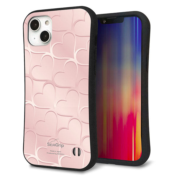 iPhone14 Plus スマホケース 「SEA Grip」 グリップケース Sライン 【1340 かくれハート(桜色)】 UV印刷