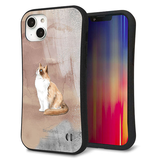 iPhone14 Plus スマホケース 「SEA Grip」 グリップケース Sライン 【HA174 ラグドール+くすみカラー】 UV印刷
