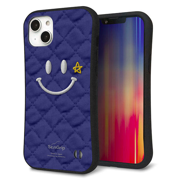 iPhone14 Plus スマホケース 「SEA Grip」 グリップケース Sライン 【KM935 スマイル スター ブルー 】 UV印刷