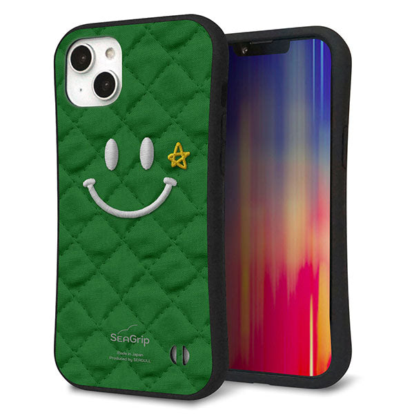 iPhone14 Plus スマホケース 「SEA Grip」 グリップケース Sライン 【KM936 スマイル スター グリーン 】 UV印刷