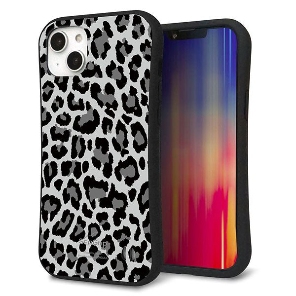 iPhone14 Plus スマホケース 「SEA Grip」 グリップケース Sライン 【MA817 レオパード × グレー 】 UV印刷