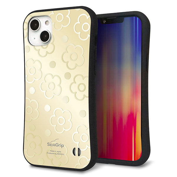 iPhone14 Plus スマホケース 「SEA Grip」 グリップケース Sライン 【SC842 エンボス風デイジーシンプル(ヌーディーベージュ)】 UV印刷
