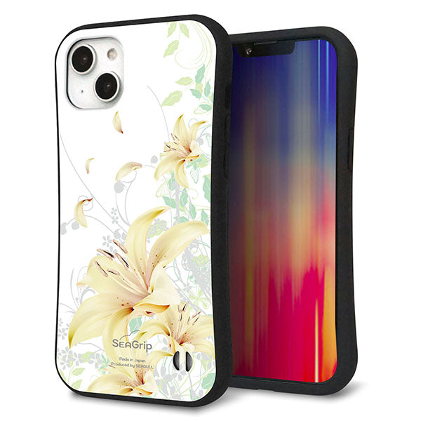 iPhone14 Plus スマホケース 「SEA Grip」 グリップケース Sライン 【SC851 ユリ(ホワイト)】 UV印刷