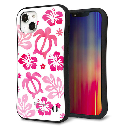 iPhone14 Plus スマホケース 「SEA Grip」 グリップケース Sライン 【SC879 ハワイアンアロハホヌ(ピンク)】 UV印刷