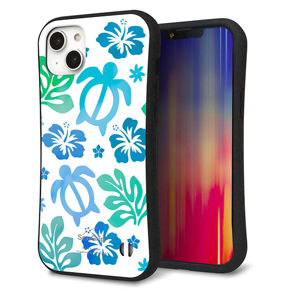 iPhone14 Plus スマホケース 「SEA Grip」 グリップケース Sライン 【SC880 ハワイアンアロハホヌ(ブルー)】 UV印刷