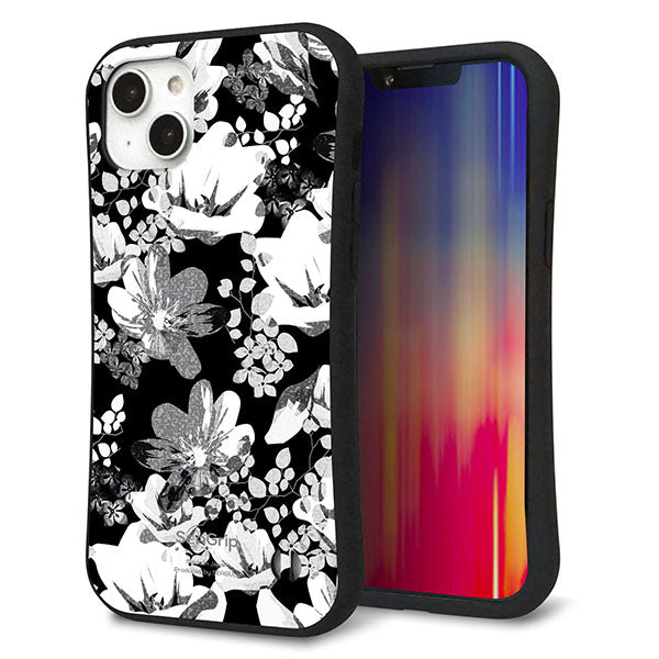iPhone14 Plus スマホケース 「SEA Grip」 グリップケース Sライン 【SC913 花柄モノトーン 02】 UV印刷