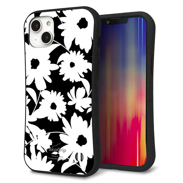 iPhone14 Plus スマホケース 「SEA Grip」 グリップケース Sライン 【SC915 花柄モノトーン 04】 UV印刷