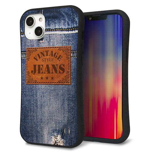 iPhone14 Plus スマホケース 「SEA Grip」 グリップケース Sライン 【SC921 ダメージデニム レザータグ】 UV印刷