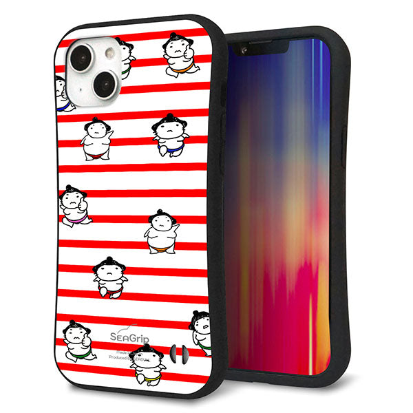 iPhone14 Plus スマホケース 「SEA Grip」 グリップケース Sライン 【YK821 お相撲さん レッド】 UV印刷
