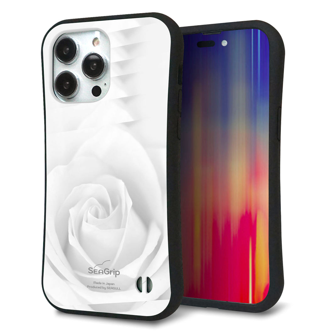 iPhone14 Pro Max スマホケース 「SEA Grip」 グリップケース Sライン 【402 ホワイトRose】 UV印刷