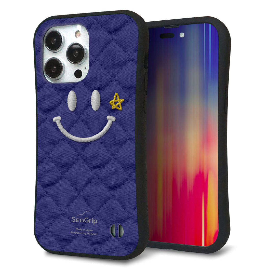iPhone14 Pro Max スマホケース 「SEA Grip」 グリップケース Sライン 【KM935 スマイル スター ブルー 】 UV印刷