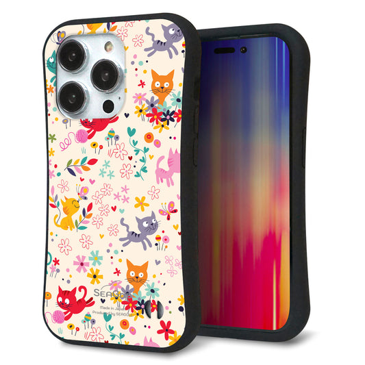 iPhone14 Pro スマホケース 「SEA Grip」 グリップケース Sライン 【693 ネコのあそび場】 UV印刷