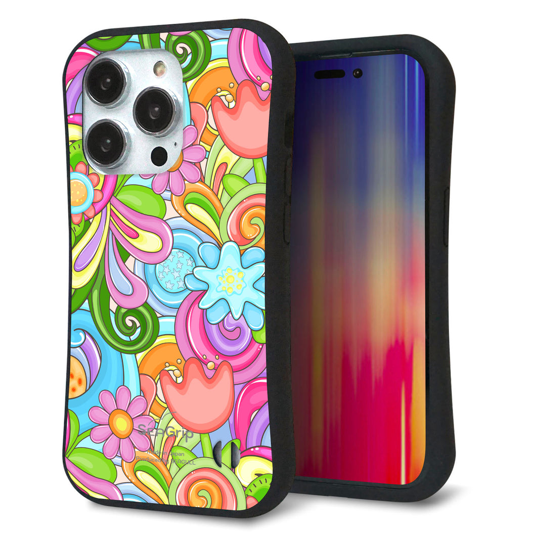 iPhone14 Pro スマホケース 「SEA Grip」 グリップケース Sライン 【713 ミラクルフラワー】 UV印刷